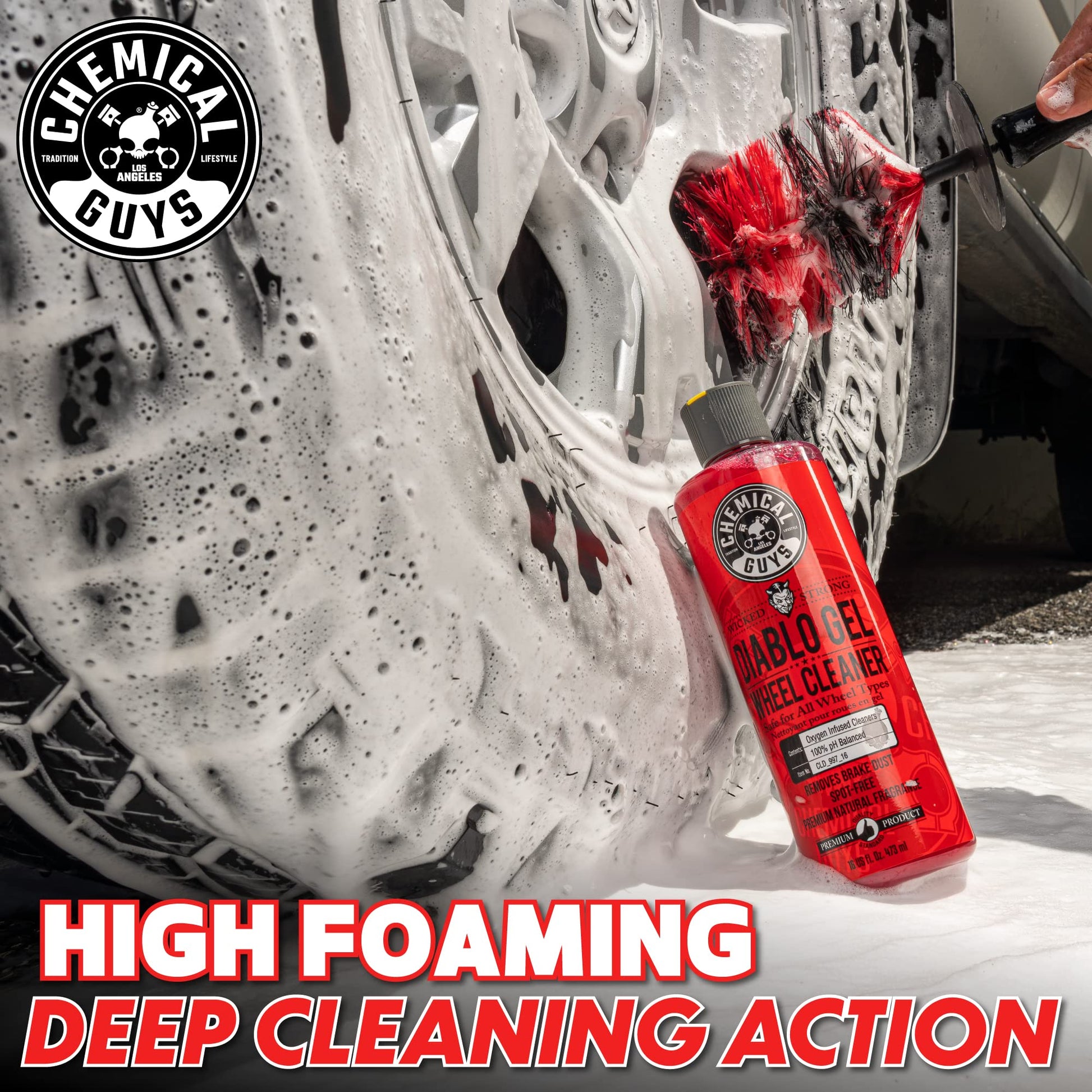 Buy now Chemical Guys Diablo Gel Oxygen Infused Foam Wheel & Rim Cleaner, Concentrated Car Wheel Cleaner Safe on All Finishes, Removes Brake Dust, Dirt, Grime, for Cars, Trucks, SUVs, Motorcycles & RVs, 16 oz at indiglob india