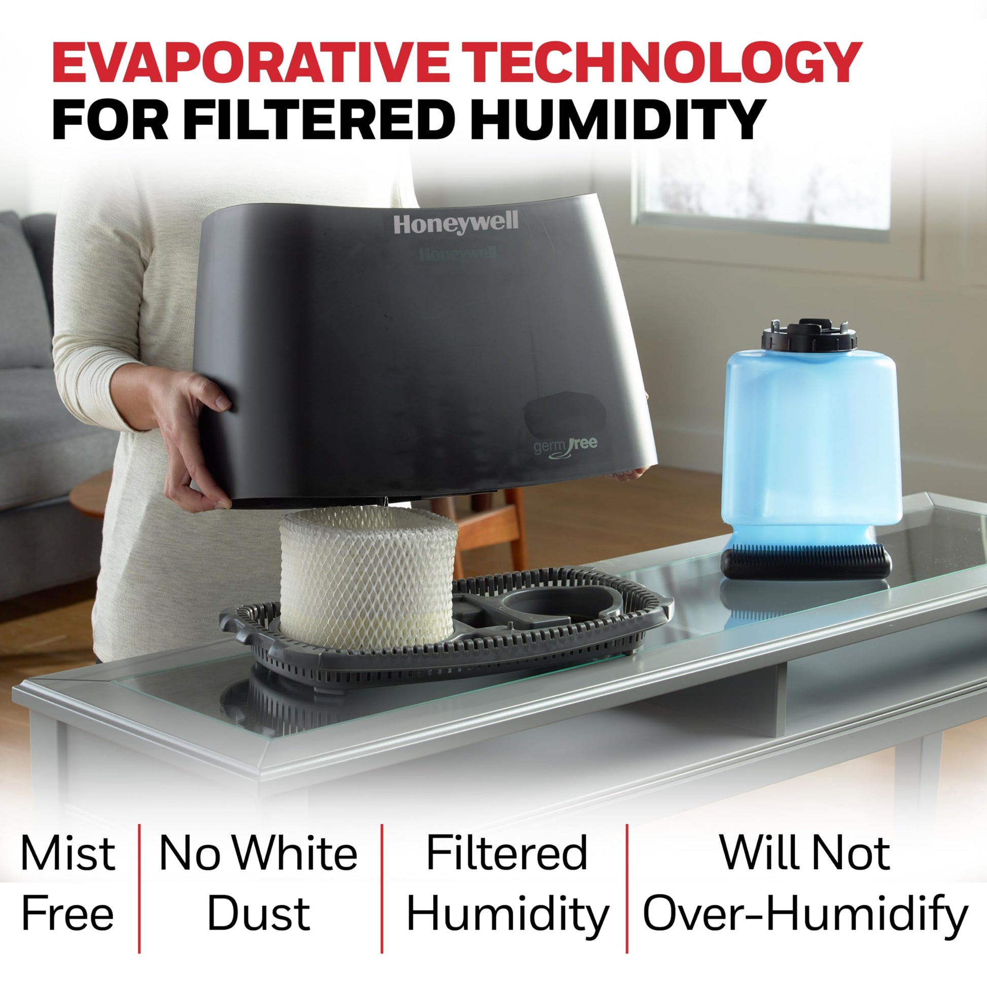 Buy now Honeywell Cool Moisture Humidifier For Bedroom, Medium Rooms, 1.1 Gallon, Invisible Moisture Humidifier for Baby, Kids, Quiet, Easy to Clean, UV Technology, Black, HCM350B at indiglob india