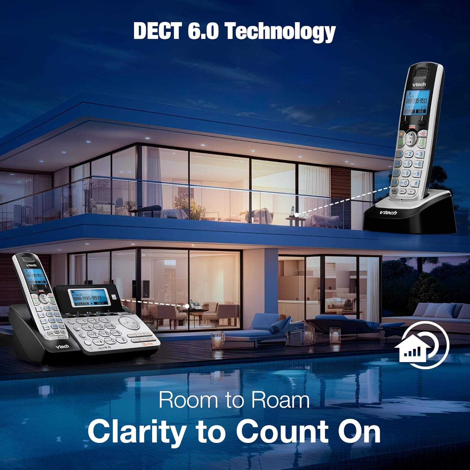 Buy now VTech Accessory Handset for DS6151 Series with 2-Line Cordless Phone, Suitable for Small Business or Home, Answering System, Expandable up to 12 Handsets, Intercom, Conference | DS6101 (Black/Silver) at indiglob india