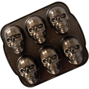 Nordic Ware Halloween Bakeware, Haunted Skull Cakelet Pan, Bronze