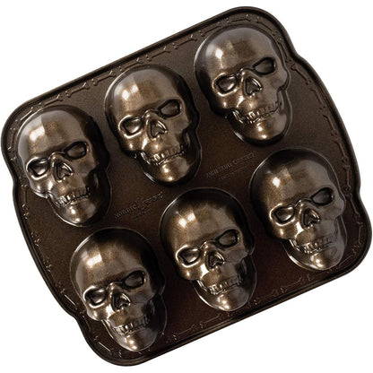 Nordic Ware Halloween Bakeware, Haunted Skull Cakelet Pan, Bronze