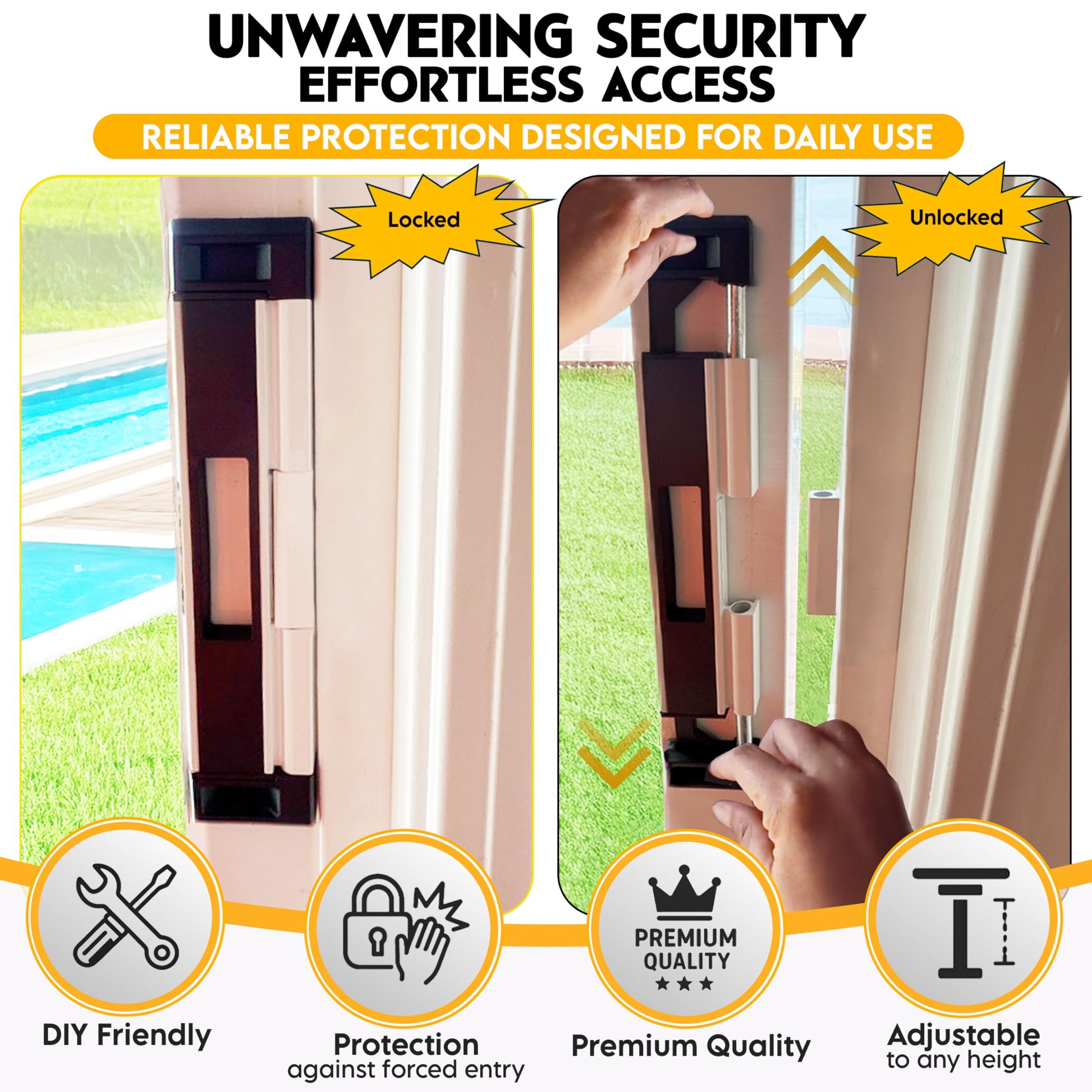 Buy now 2-Pack TOUGHBOLT Double Deadbolt Sliding Patio Door, Child Safety, Home Security Lock with 3-Receiver Latches Included - Installation Required at indiglob india