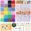 FZIIVQU 6100Pcs Clay Beads Bracelet Making Kit 24 Colors Friendship Bracelet Beads Kit with Preppy Polymer Bead for Jewelry Making Charms Gifts for Teen Girls Ages 6-12 - 7200