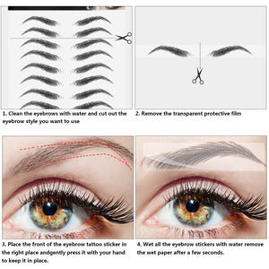 Maitys 12 Sheets 108 Pairs 4D Hair Like Waterproof Eyebrow Tattoos Stickers Temporary Transfer Brows Decal Peel off Fake Eyebrow Sticker Instant Authentic Brow Decal for Women(Classic Style)
