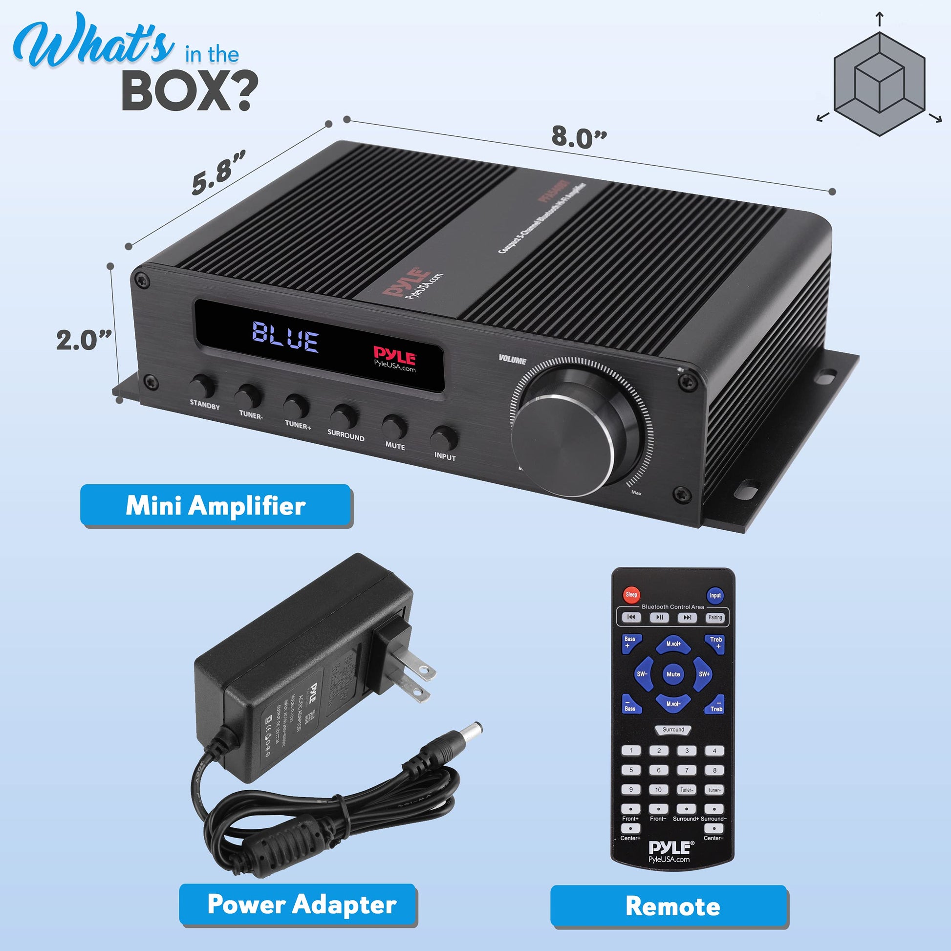 Buy now Pyle Wireless Bluetooth Home Audio Amplifier - 100W 5 Channel Home Theater Power Stereo Receiver, Surround Sound w/ HDMI, AUX, FM Antenna, Subwoofer Speaker Input, 12V Adapter, Black - PFA540BT at indiglob india