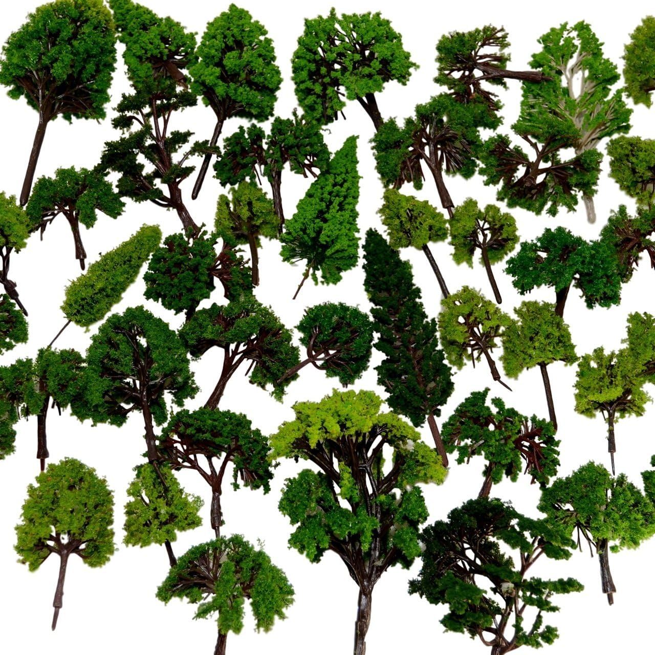 32pcs 0.79-6.30inch Mixed Model Trees Accessories Model Train Scenery Architecture Trees Model Scenery with No Stands(All Green)