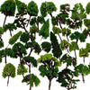32pcs 0.79-6.30inch Mixed Model Trees Accessories Model Train Scenery Architecture Trees Model Scenery with No Stands(All Green) - Green
