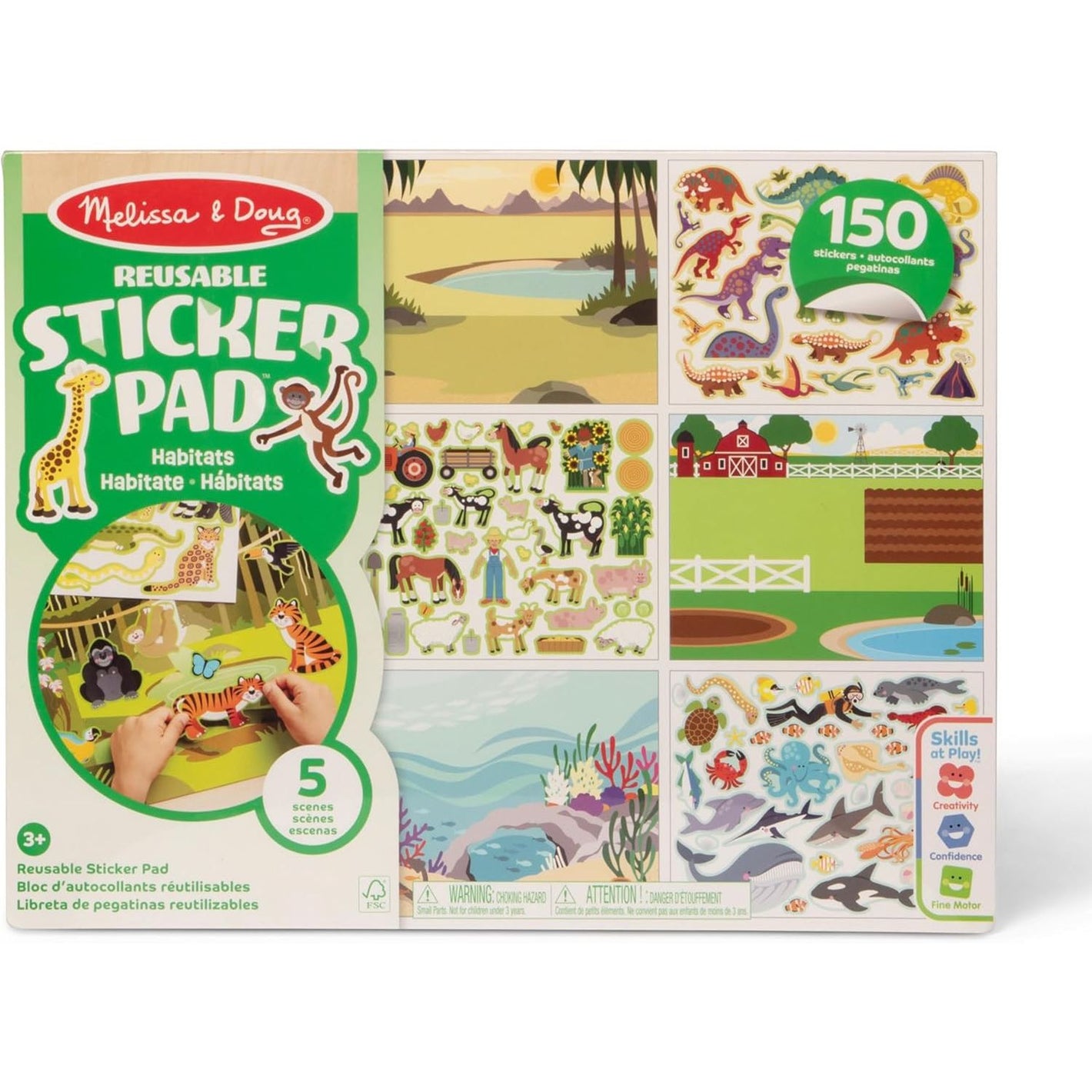Melissa & Doug Reusable Sticker Pad: Habitats - 150+ Reusable Stickers - FSC Certified