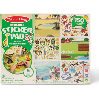Melissa & Doug Reusable Sticker Pad: Habitats - 150+ Reusable Stickers - FSC Certified