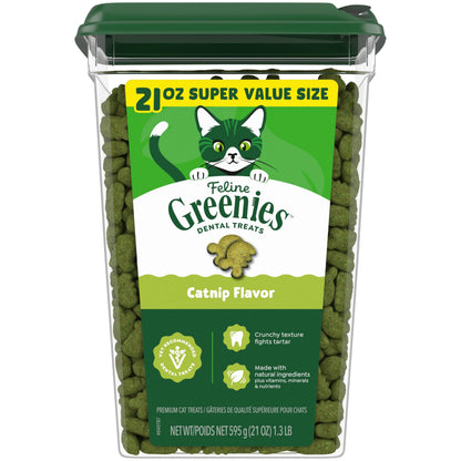 Buy now Greenies Feline Veterinarian-Recommended Adult Natural Dental Cat Treats, Catnip Flavor, 21 oz. Tub 1.31 Pound (Pack of 1) at indiglob india