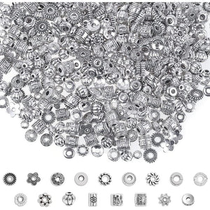 Cridoz Metal Spacer Beads for Making Bracelet, Necklace, Jewelry Making and Findings Accessories, 900Pcs, Silver