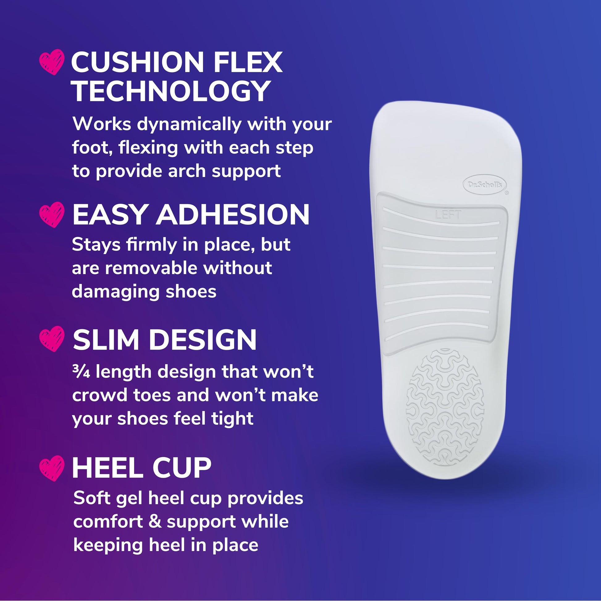 Buy now Dr. Scholl's Love Your Flats & Sandals 3/4 Length Insoles, All-Day Comfort, Relieve & Prevent Shoe Discomfort, Absorbs Shock, Arch Support at indiglob india