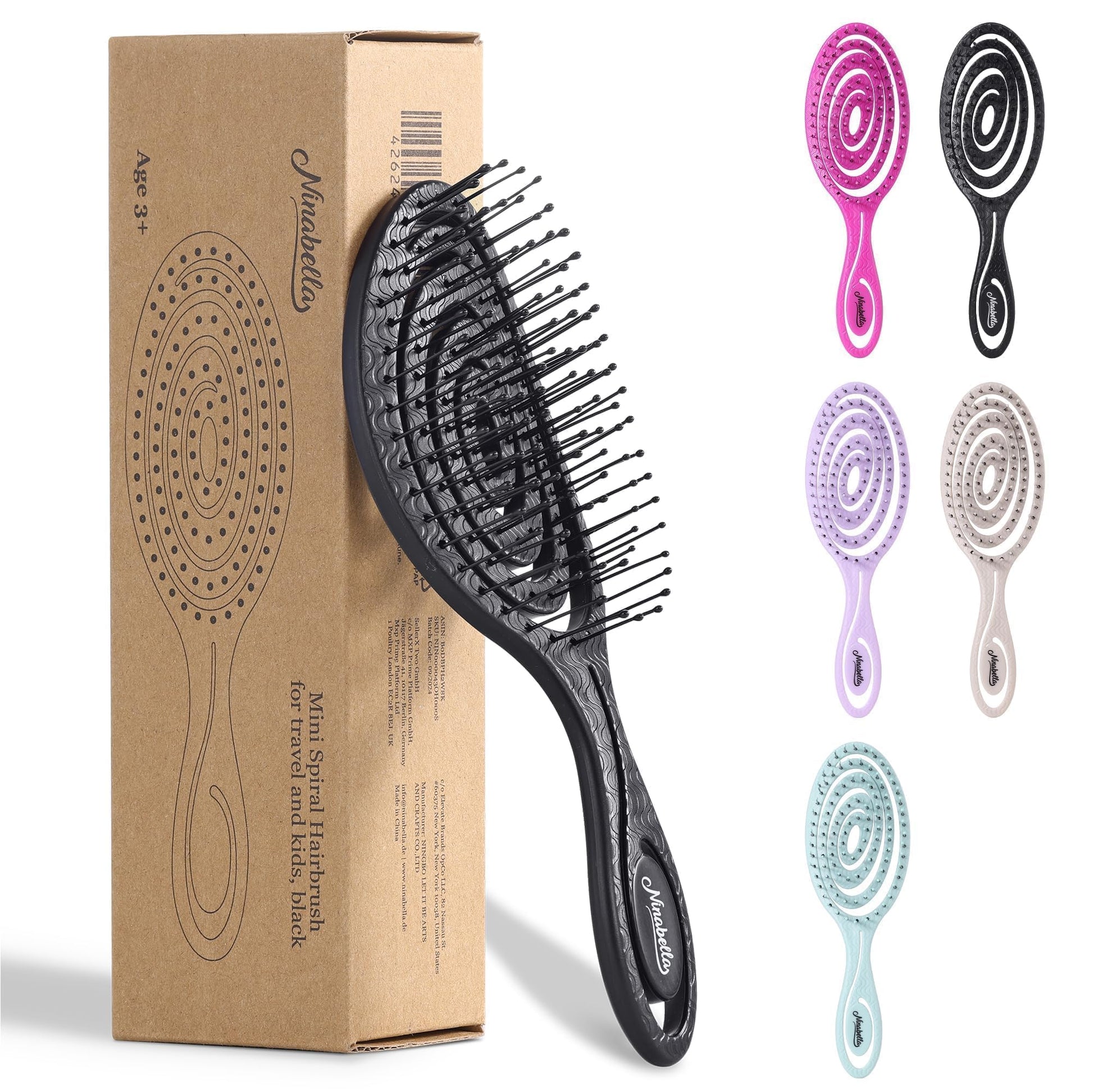Buy now Ninabella Detangle Hair Brush for Women & Men - Does not Pull - Straightening Brushes for Straight & Curly Hair - Unique Spiral Detangling Hairbrush - Green Small Black at indiglob india