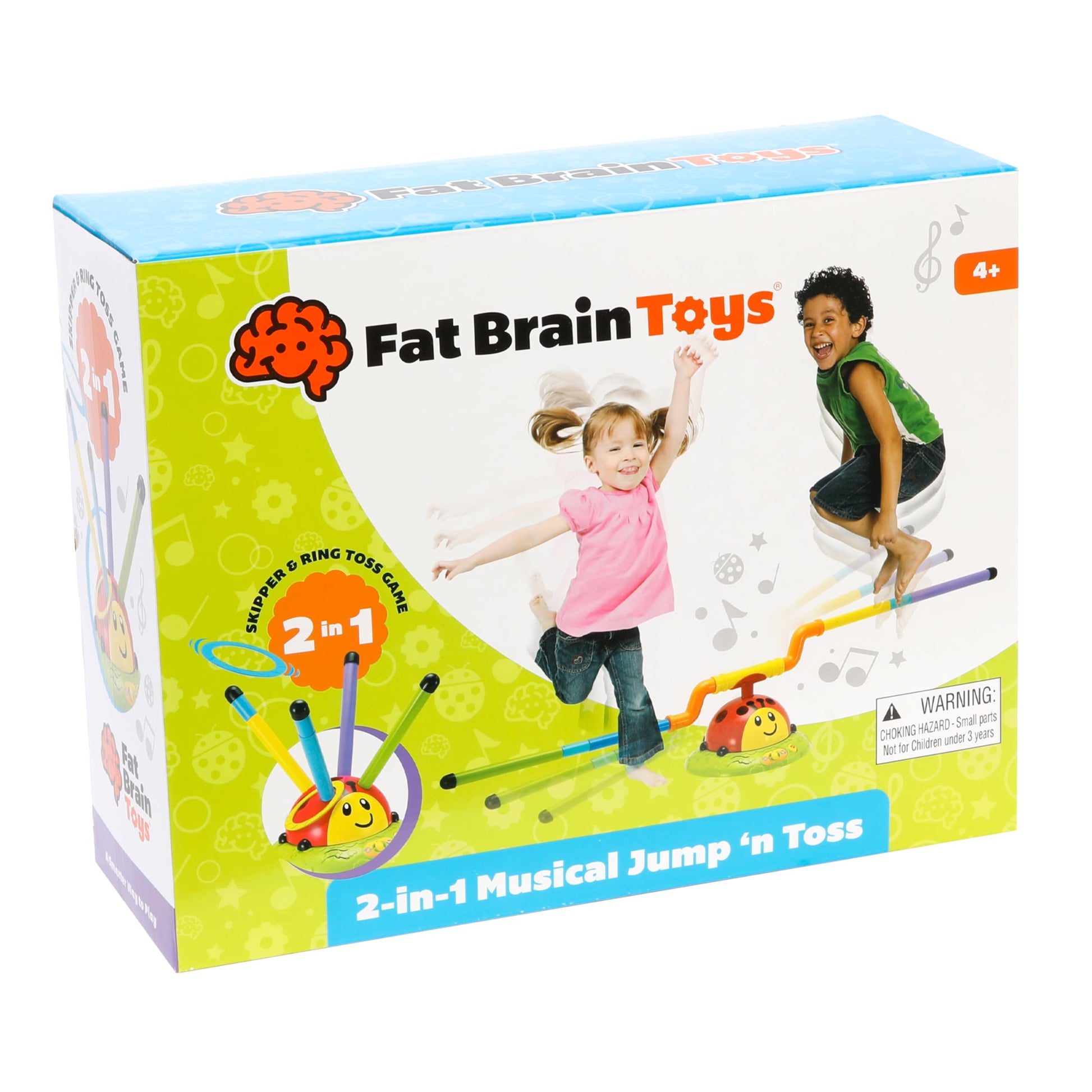 Buy now Fat Brain Toys 2-in-1 Musical Jump 'n Toss, Active Indoor/Outdoor Games for Kids Ages 4+, Fun Toys, Kids Activities at indiglob india