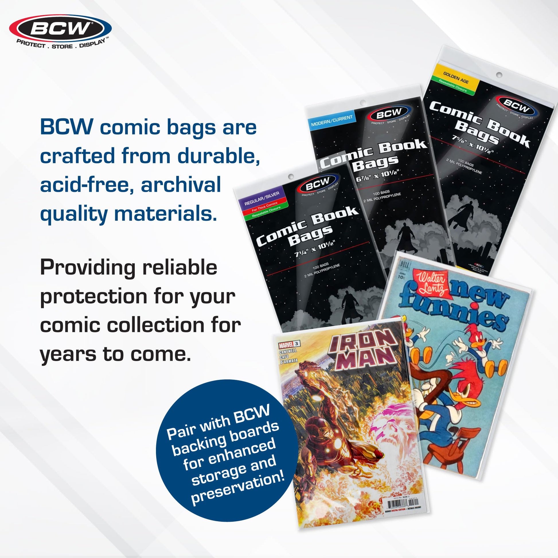 Buy now BCW Current/Modern Comic Bags - 100 ct | Acid-Free Modern Comic Bags for Current Issues | Exterior 6 7/8 x 10 1/2 inches | Crystal Clear Protection for Your Comic Collection at indiglob india