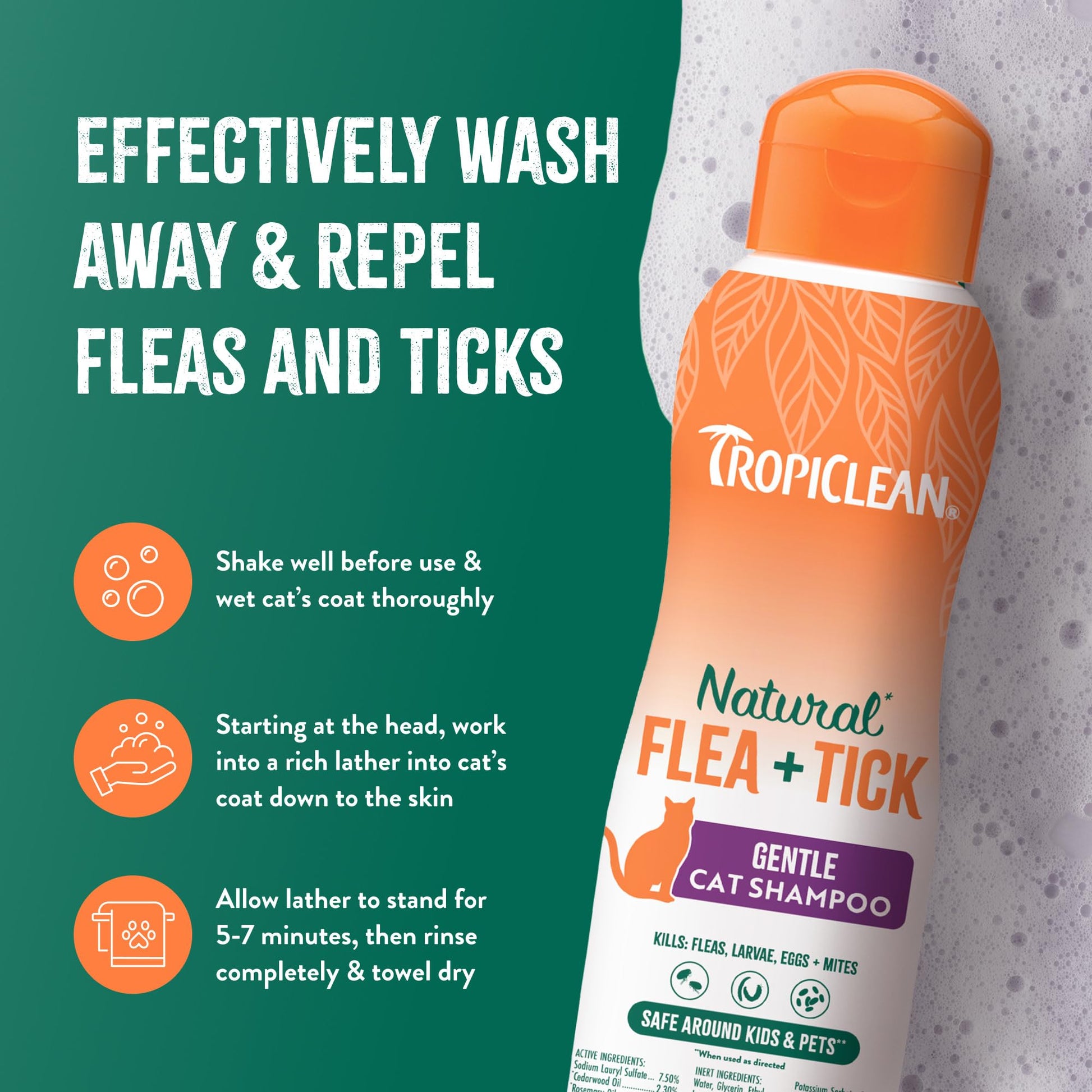 Buy now TropiClean Gentle Flea Shampoo for Cats, Flea and Tick Prevention for Cats, Powerful & Natural Defense, Made in USA, 12 oz. at indiglob india