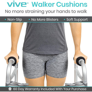 Vive Walker Handle Cushions - Padded Hand Covers - Soft Cushion Padding Medical for Folding Rolling Wheelchair, Rollator Handle, Senior, Elderly Grippers - Crutch Handle Pad Grips - Mobility Aid