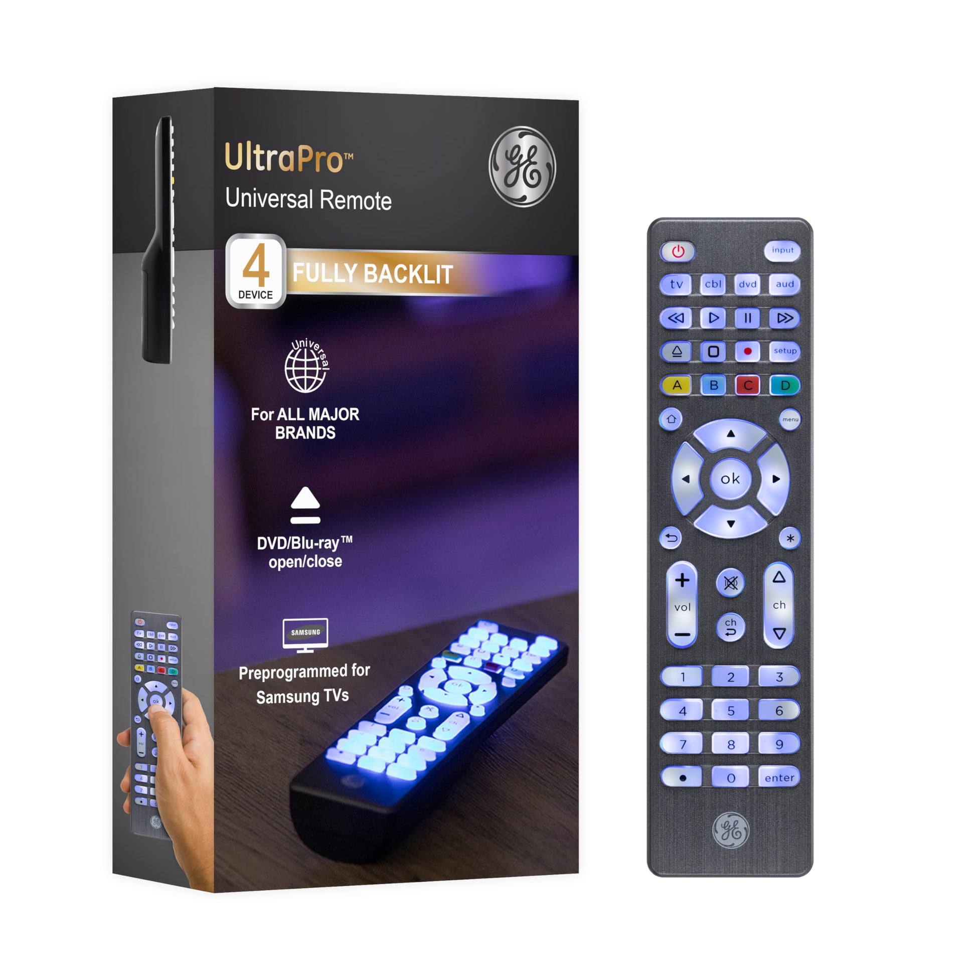 Buy now GE Universal Remote Control, Samsung TV Remote,Universal TV Remote for Roku TV, Vizio, LG, Sony, Sharp, Roku, Apple TV, TCL, Panasonic, Smart TVs, Streaming Players, Blu-ray, DVD, 4-Device, Gold,48845 4 Device Graphite at indiglob india