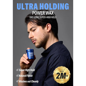 DASHU Ultra Holding Power Men Hair Wax Strong Hold | Long Lasting & Easy to Wash Edge Control Hair Styling Wax w/Collagen & Argan Oil 3.38 fl oz