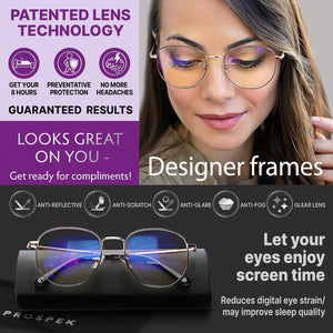 Prospek Blue Light Blocking Glasses for Women Oversized I Lightweight Titanium Frame for Computer with Anti-glare to Reduce Eyestrain I AURA