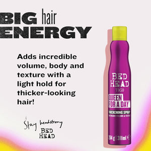 TIGI Bed Head Texture Spray, Queen For A Day Volume, 10.5 oz, Hair Thickening for Fine Hair, Alcohol Free, Berry Scent