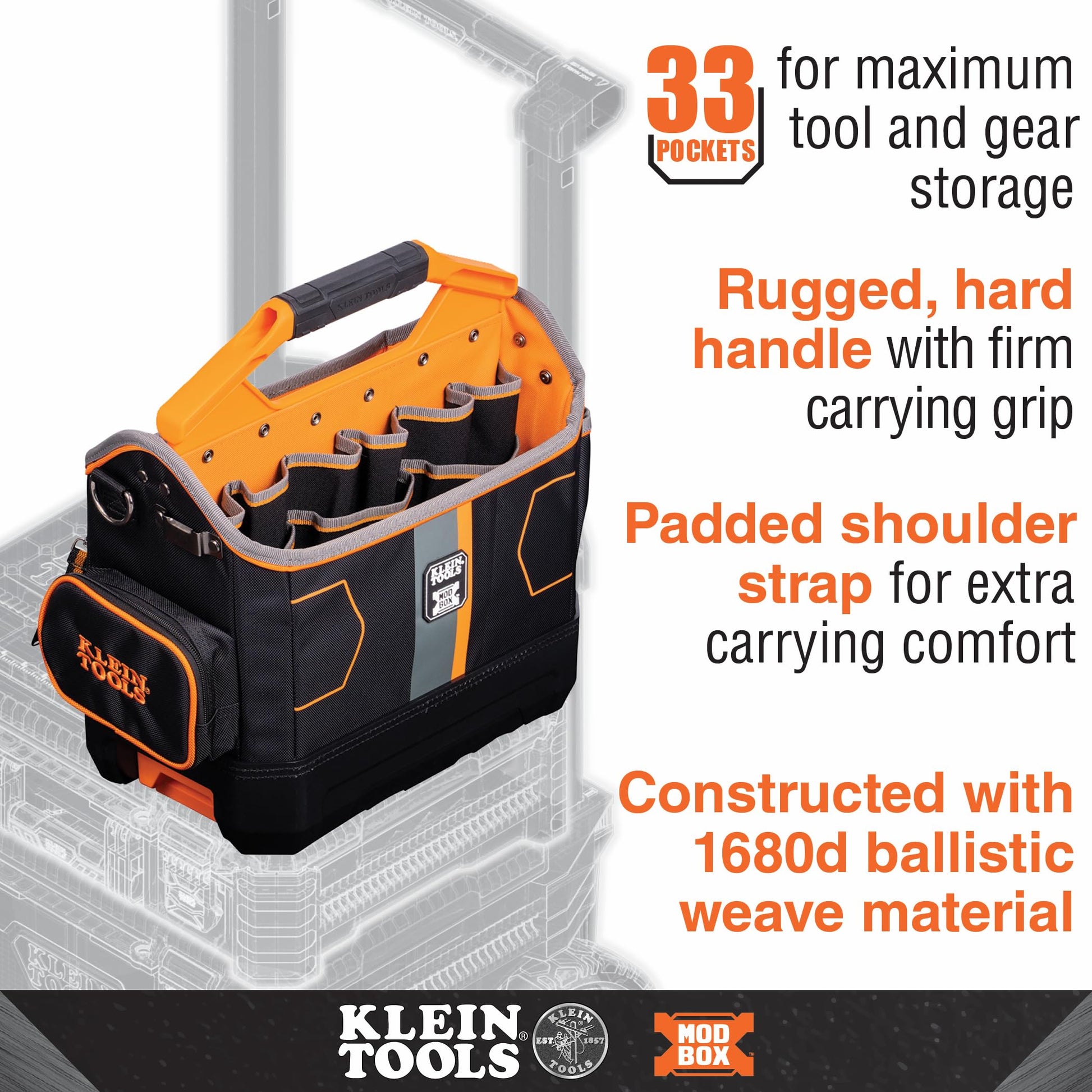 Buy now Klein Tools 62202MB MODbox Tool Tote, Part of the MODbox Mobile Workstation, 33 Pockets, Ample Tool Storage, Zipper Pocket for Small Items at indiglob india