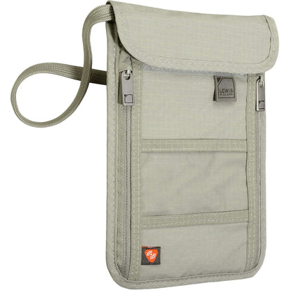 Lewis N. Clark RFID Blocking Stash Neck Wallet, Travel Pouch + Passport Holder for Women & Men, Taupe, One Size