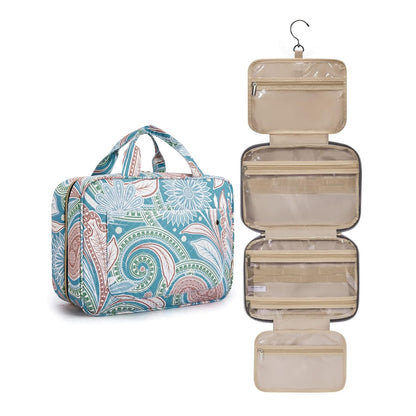 BAGSMART Toiletry Bag Travel Bag with Hanging Hook, Water-resistant Makeup Cosmetic Bag Travel Organizer for Accessories, Shampoo, Full-size Container, Toiletries (Baby Pink, Medium)