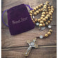Saint Benedict Evil Protection Medal with Cross Wood Beads Rosary Necklace Nazareth Store