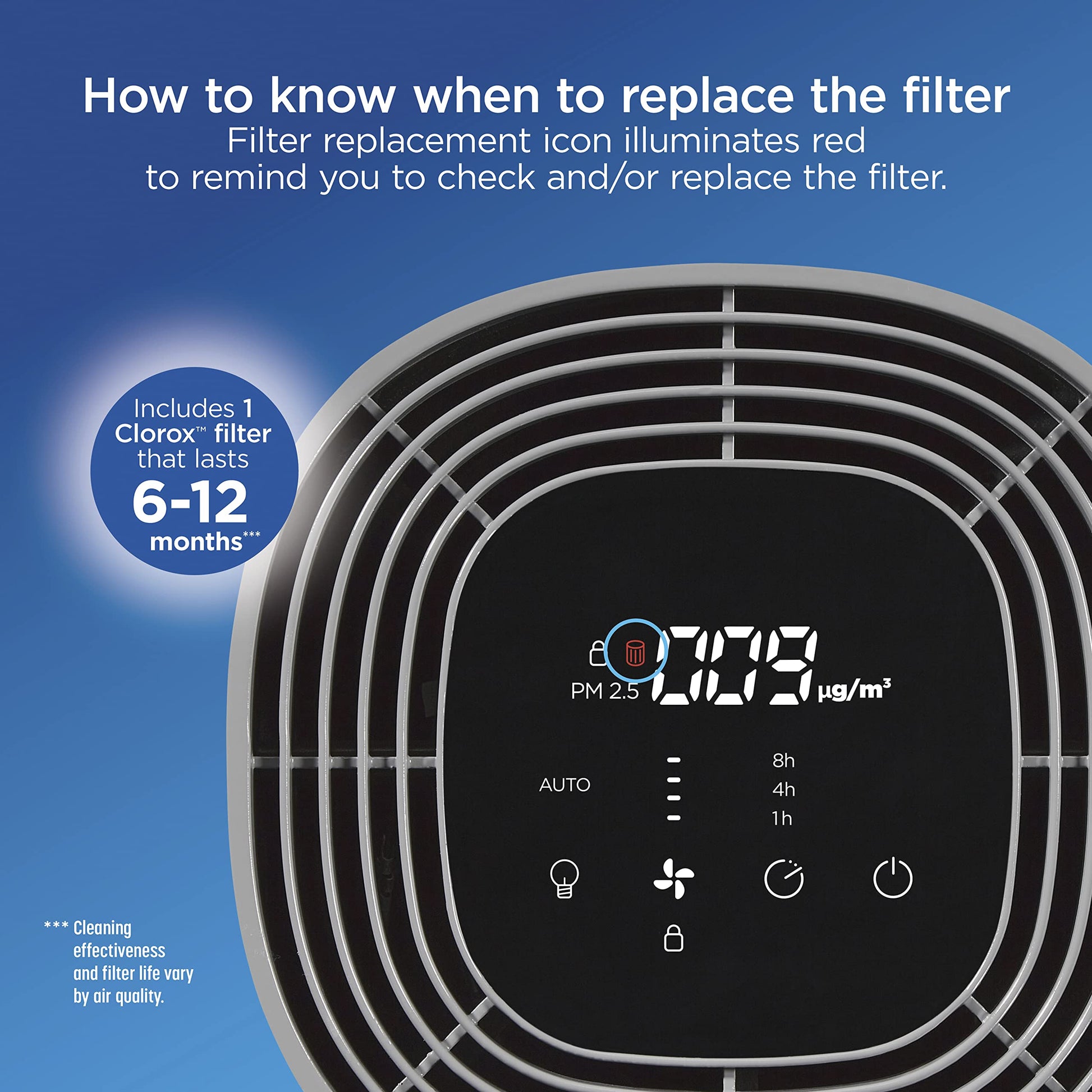 Buy now Clorox Medium Room Air Purifier True HEPA Replacement Filter, 1,000 Sq. Ft. Capacity, Removes 99.97% of Allergens up to 0.1 Micron, Compatible with 11030 & 11031, 1 Count (12030) at indiglob india