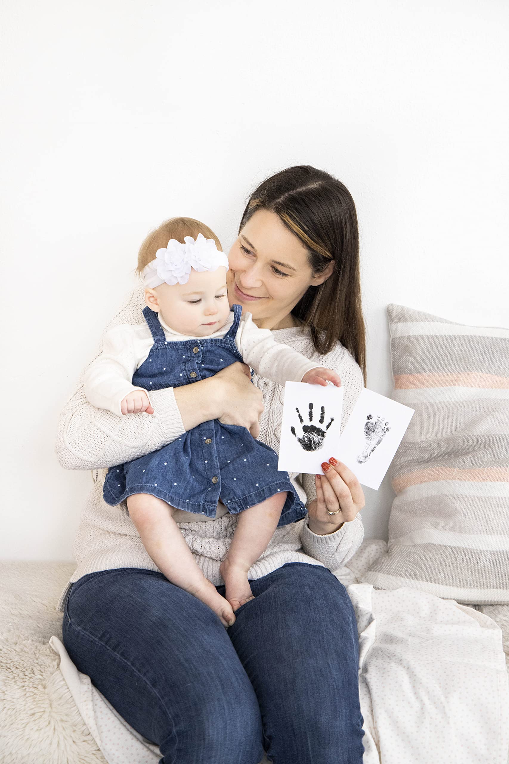 Buy now Pearhead Newborn Baby Handprint and Footprint Kit - No Mess Clean-Touch Ink Pad With Impression Cards, Safe for Skin, Perfect Keepsake for Family, Acid-Free, Black at indiglob india