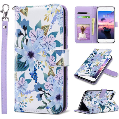 ULAK Compatible with iPhone 8 Plus/7 Plus Wallet Case for Women Girls, Premium PU Leather Flip Cover with Card Holders, Kickstand Feature Protective Purse Case 5.5 Inch,Floral