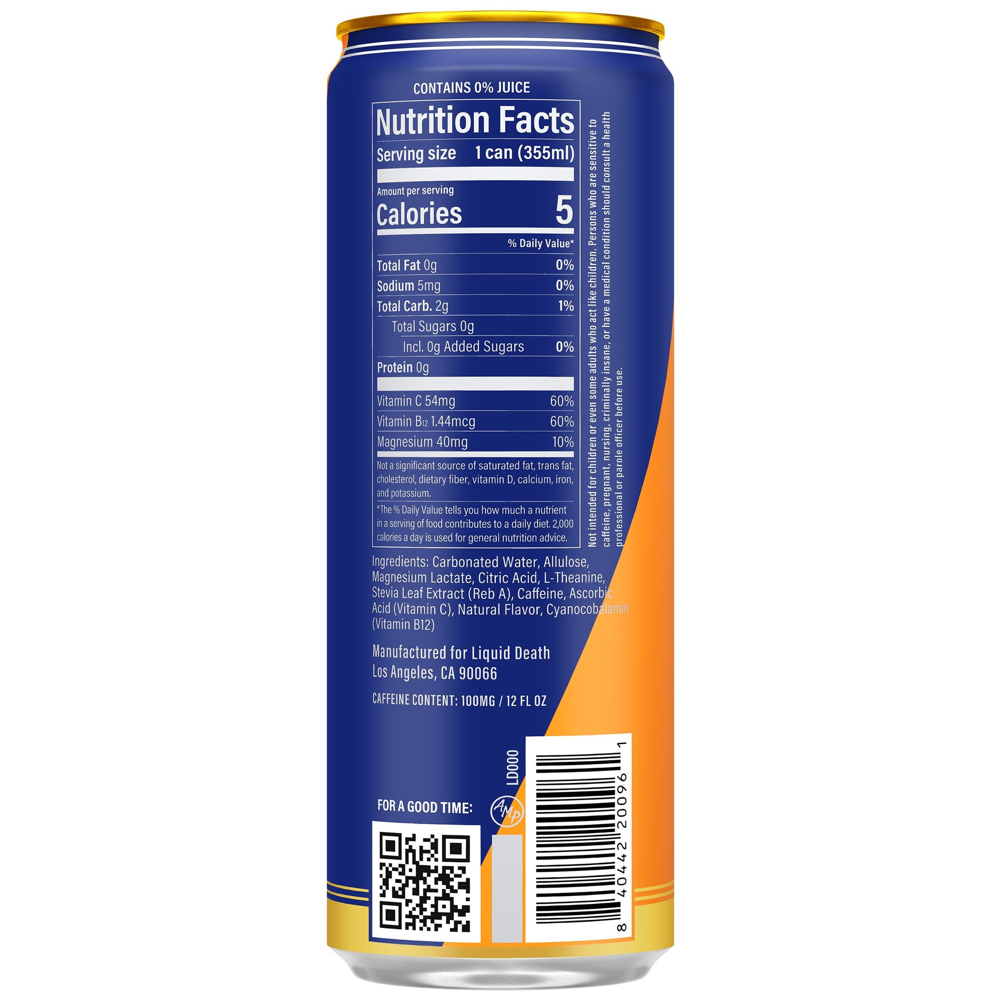 Buy now Liquid Death Sparkling Energy - Tropical Terror (Classic Piña Colada), Zero Sugar Energy Drink, Unextreme Caffeine 100mg, Essential Vitamins, 12 Fl Oz (Pack of 12) at indiglob india