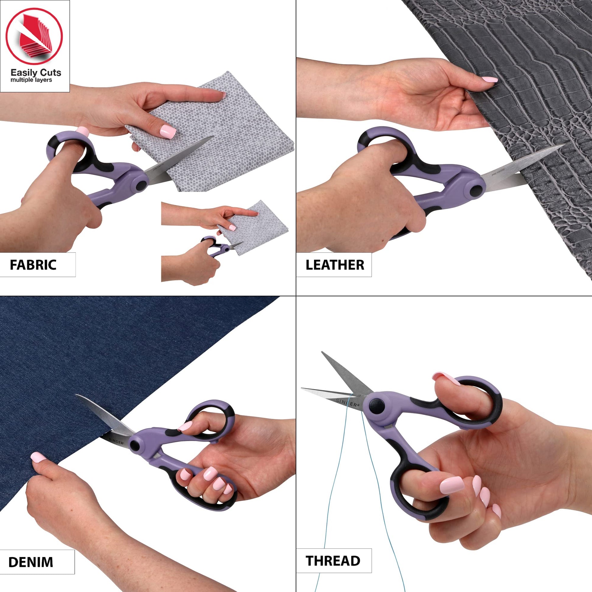 Buy now SINGER ProSeries Sewing 8.5" Heavy Duty Fabric Scissors and 4.5" Craft Detail Scissors Set, Lilac Purple, Set of 2 Sewing Scissors at indiglob india