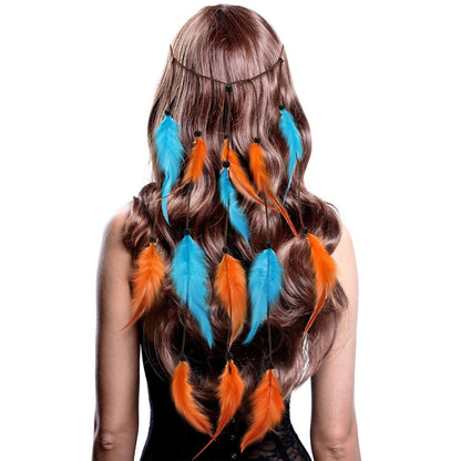 XunYee Feather Hippie Headband for Women - Indian Feather Hair Accessories for Costume (Classic Style)