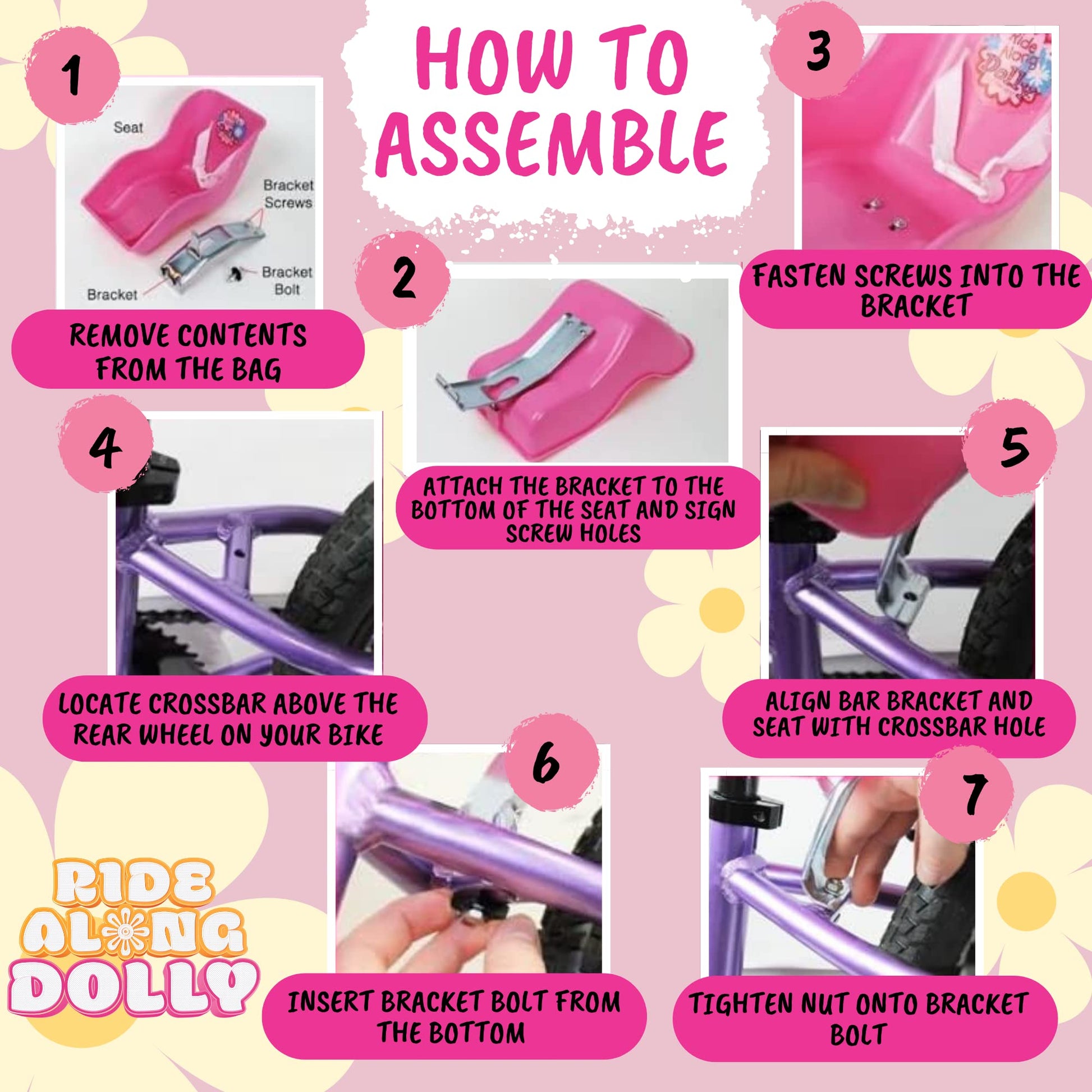 Buy now Ride Along Dolly Doll Bicycle Seat Bike Seat (Purple) with Decorate Yourself Decals (Fits Standard Sized Dolls and Stuffed Animals) - Purple at indiglob india