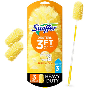 Swiffer Duster Heavy Duty 3 ft Extendable Handle Starter Kit with 3 Refills