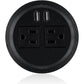 Kungfuking Desktop Power Grommet Power Outlet Socket Desk Data Center 2 Outlet with 2 USB Ports with 10 FT Extension Cord Black