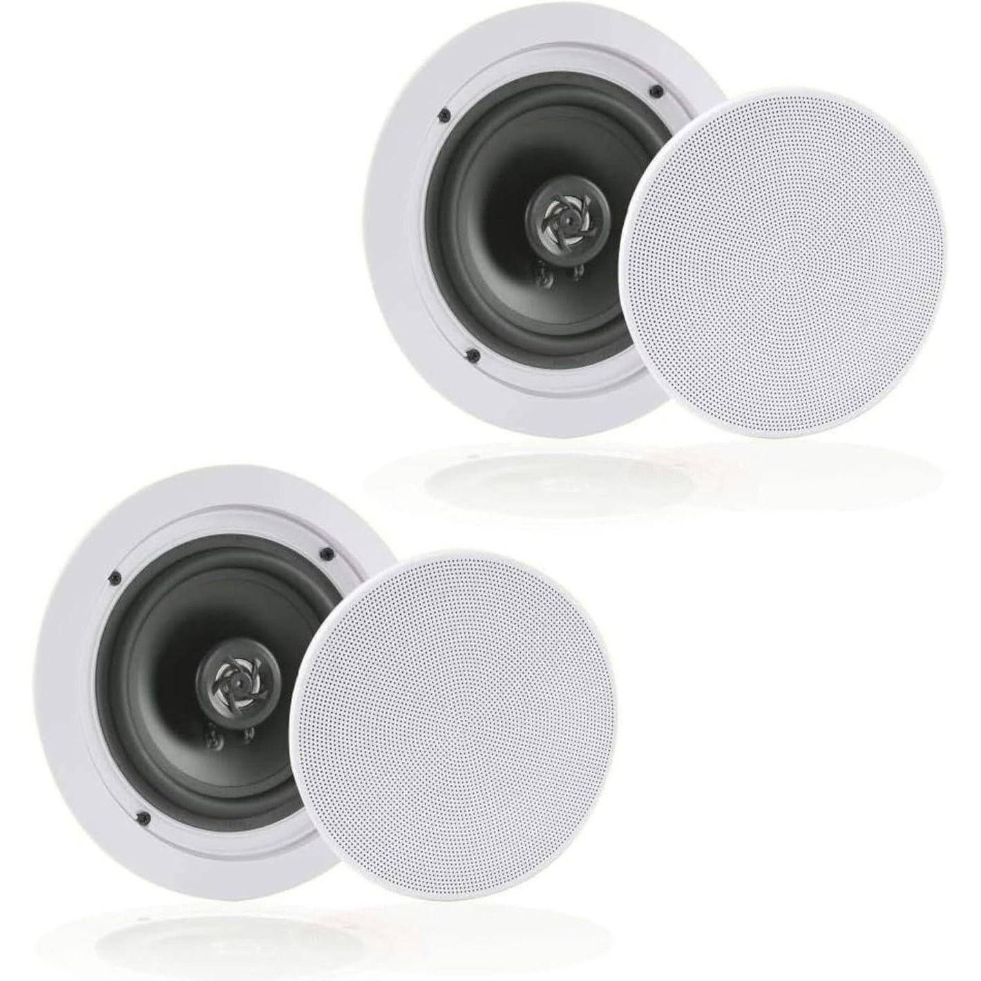Pyle 6.5” Pair Bluetooth Flush Mount In-wall In-ceiling 2-Way Speaker System Quick Connections Changeable Round/Square Grill Polypropylene Cone & Polymer Tweeter Stereo Sound 150 Watt (PDICBT652RD)