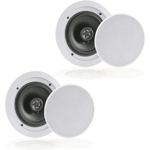 Pyle 6.5” Pair Bluetooth Flush Mount In-wall In-ceiling 2-Way Speaker System Quick Connections Changeable Round/Square Grill Polypropylene Cone & Polymer Tweeter Stereo Sound 150 Watt (PDICBT652RD)