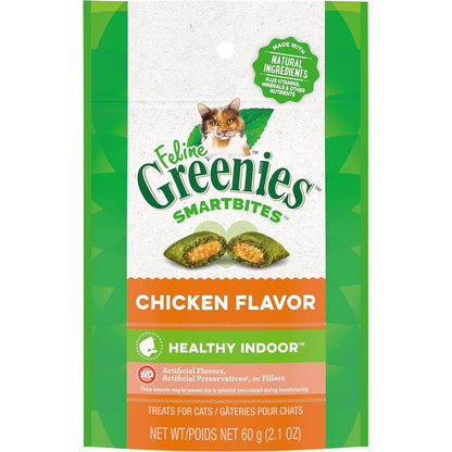 Greenies Feline Smartbites Healthy Indoor Cat Treats, Chicken Flavor, 2.1 oz. Pack