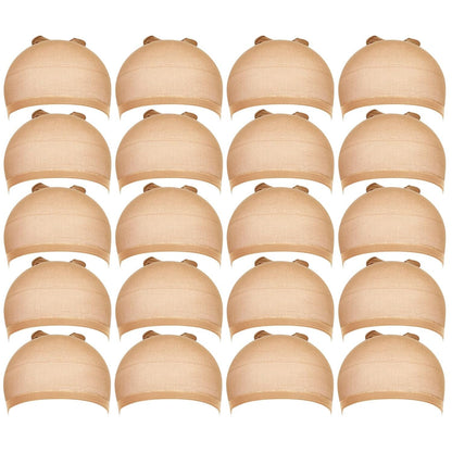 Teenitor Wig Caps, 20 Pack Stretchy Nylon Skin Tone Wig Application Caps for Women and Men - Brown