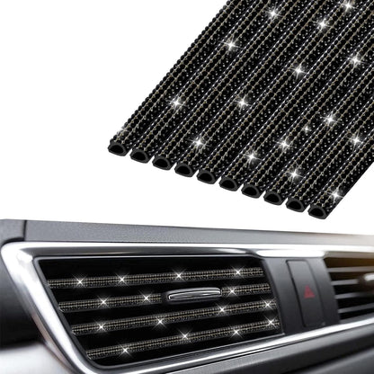 INSAUTO Bling Car Vent Outlet Trim,Bling Car Accessories for Women and Girls,10Pcs Rhinestone Car Air Conditioner Vent Decoration Strip(White)