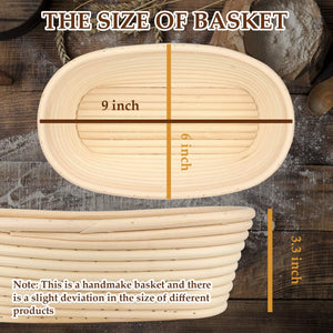 Sondiko Oval Bread Proofing Basket, Handmade Sourdough Bread Baking Supplies, Banneton Bread Proofing Basket Brotform with Proofing Cloth Liner for Sourdough Bread, Baking