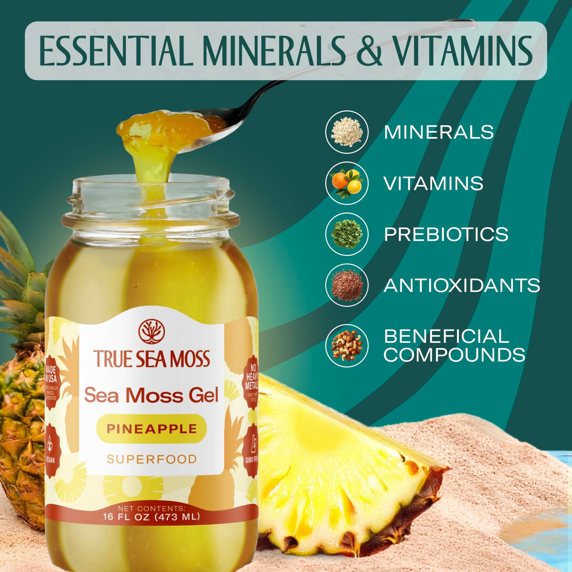 Buy now TrueSeaMoss Sea Moss Gel – Made in USA – Wildcrafted Seamoss, Fruits & Jarred Vegetables – Pineapple, Pack of 1 (Labels may Vary) at indiglob india