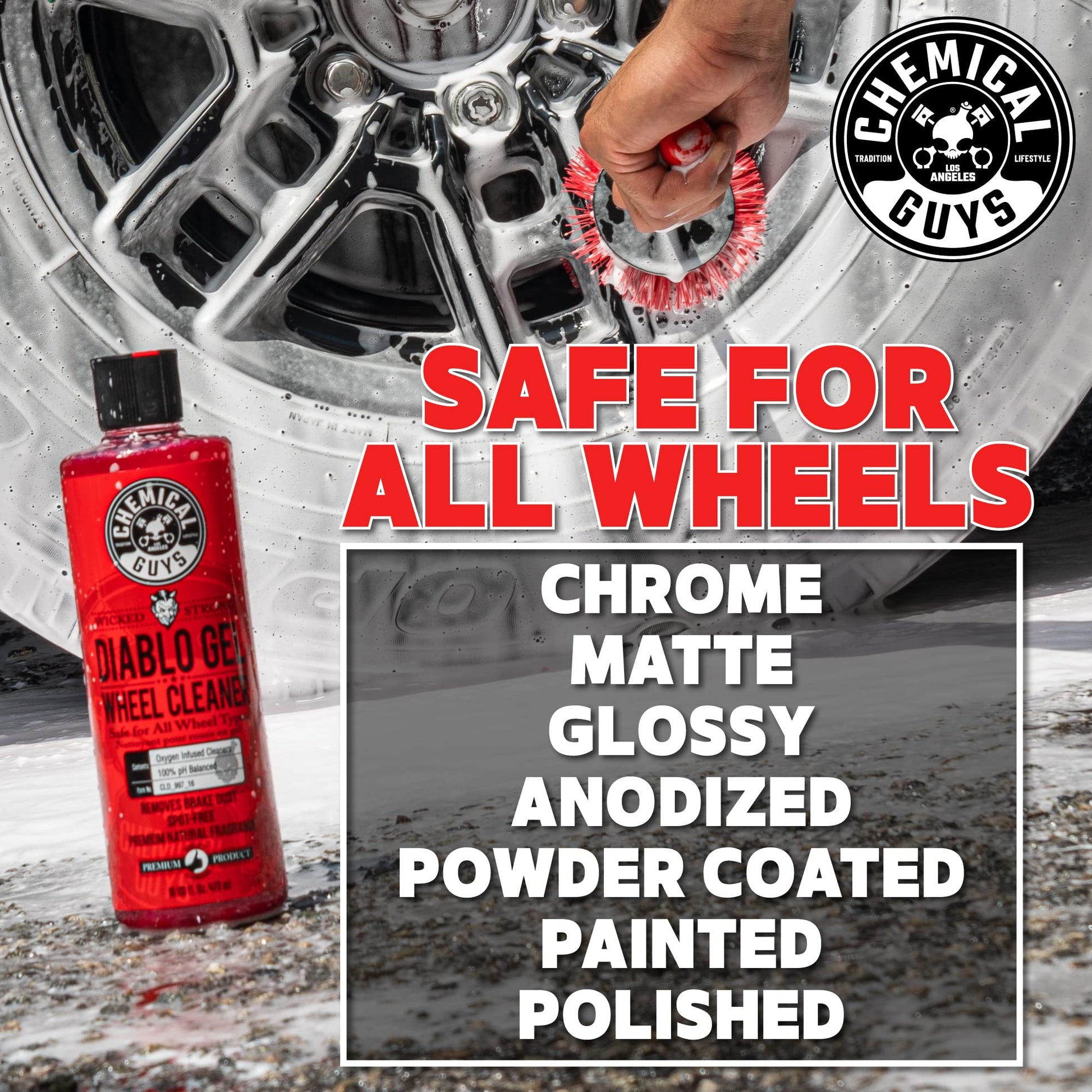 Buy now Chemical Guys Diablo Gel Oxygen Infused Foam Wheel & Rim Cleaner, Concentrated Car Wheel Cleaner Safe on All Finishes, Removes Brake Dust, Dirt, Grime, for Cars, Trucks, SUVs, Motorcycles & RVs, 16 oz at indiglob india