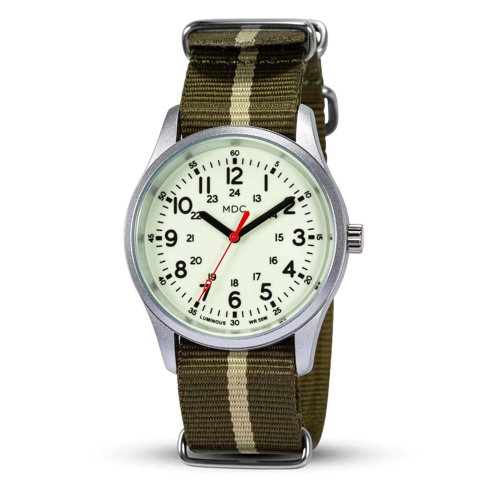 Buy now Infantry Mens Military Field Watch,Luminous Glow in The Dark Dial,Analog Tactical Wristwatch w/ 12/24 Hr Time,Japanese Quartz Movement,Slip-Thru Nylon Band,Reliable Work Watch for Men at indiglob india