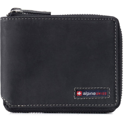 Alpine Swiss Logan Zipper Bifold Wallet | All-Around Zip Closure | 13 Card Slots 2 Bill Sections | RFID Protected Premium Leather | Gift Box