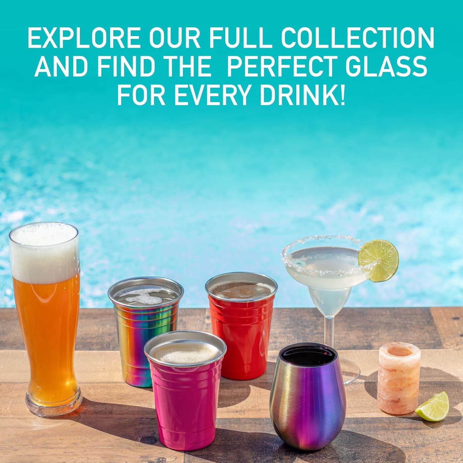 'Eco Unbreakable Holographic Stainless Steel Wine Glasses (16 oz, Set of 8) - Multi-Color Wine Tumblers Maintain Drink Temperature - Great for Entertaining & Parties - Shatterproof, Reusable Tumblers - My Store