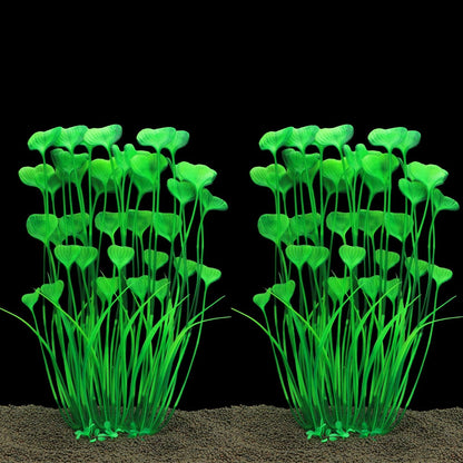 JIH Plastic Plants for Aquarium,Tall Artificial Plants for Fish Tank Decor 15.6 Inch (2 Pcs) (Purple)